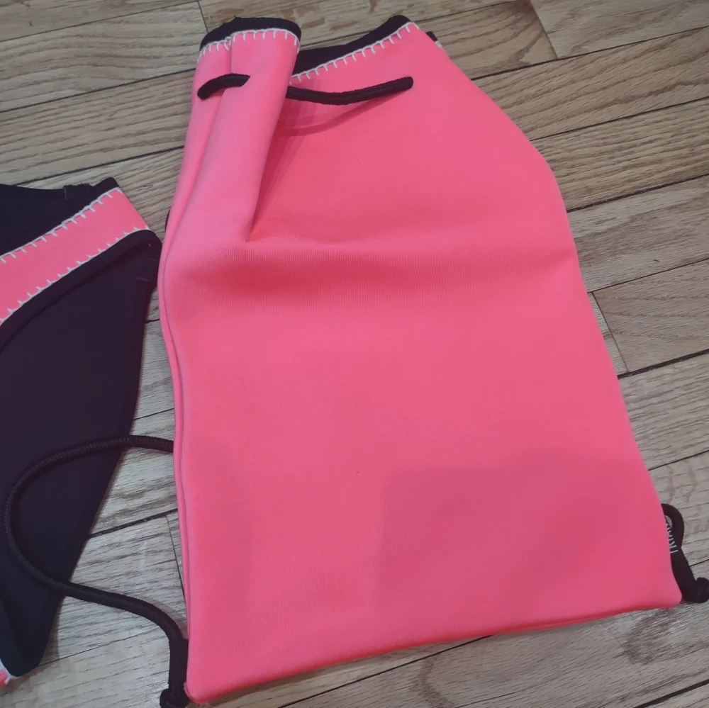 Triangl swimwear neon pink neoprene bikini bottom L and matching backpack